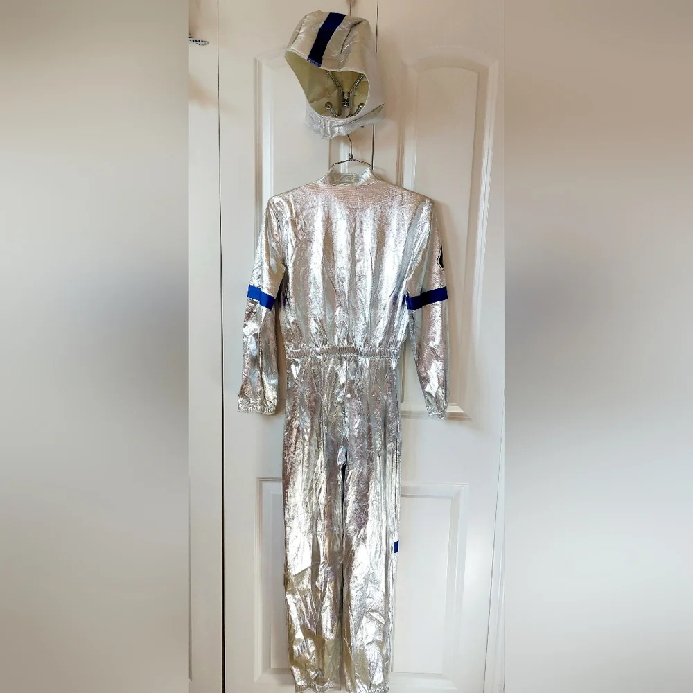 Silver Astronaut Jumpsuit & Helmet‎ size Youth Large Halloween Costume